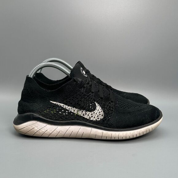 Nike Free RN Flyknit 2018 Women Size 8.5 Black Lace Low Athletic Sneakers Shoes - Picture 1 of 9